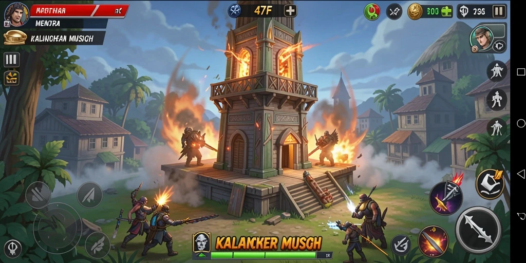 Screenshot dari gameplay Tower Defense 47F yang mendebarkan.