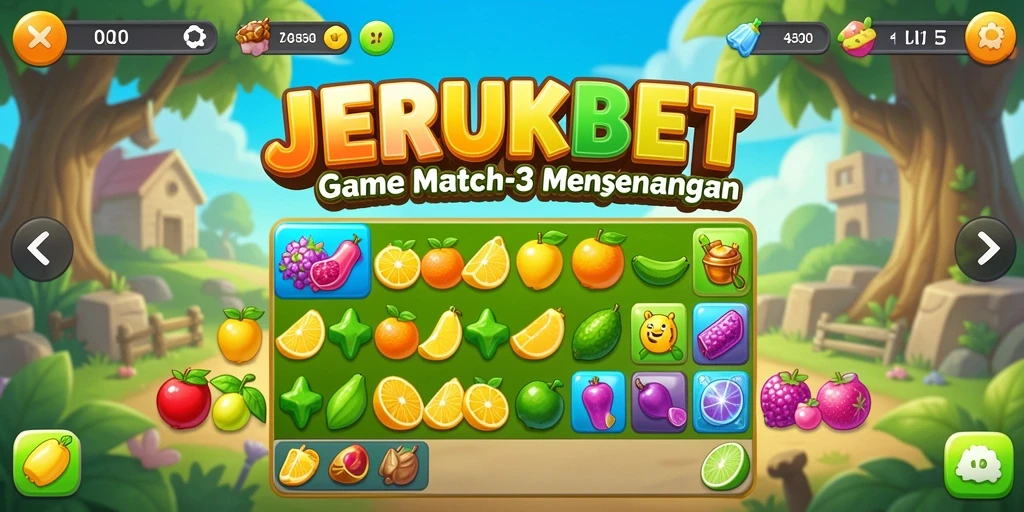 Tampilan gameplay seru <strong>JERUKBET</strong> saat mencocokkan buah-buahan.