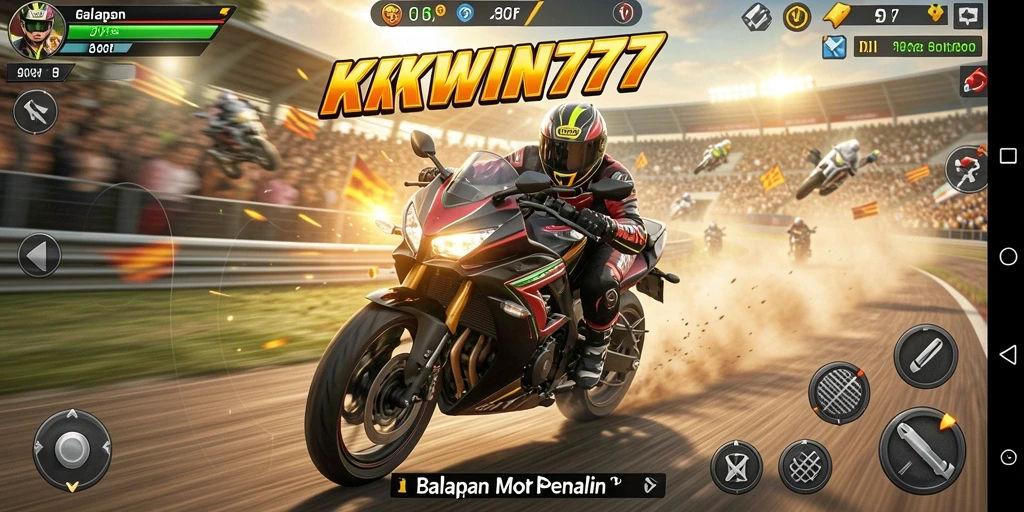 Gameplay KKWIN777 yang mendebarkan dengan balapan motor yang seru.