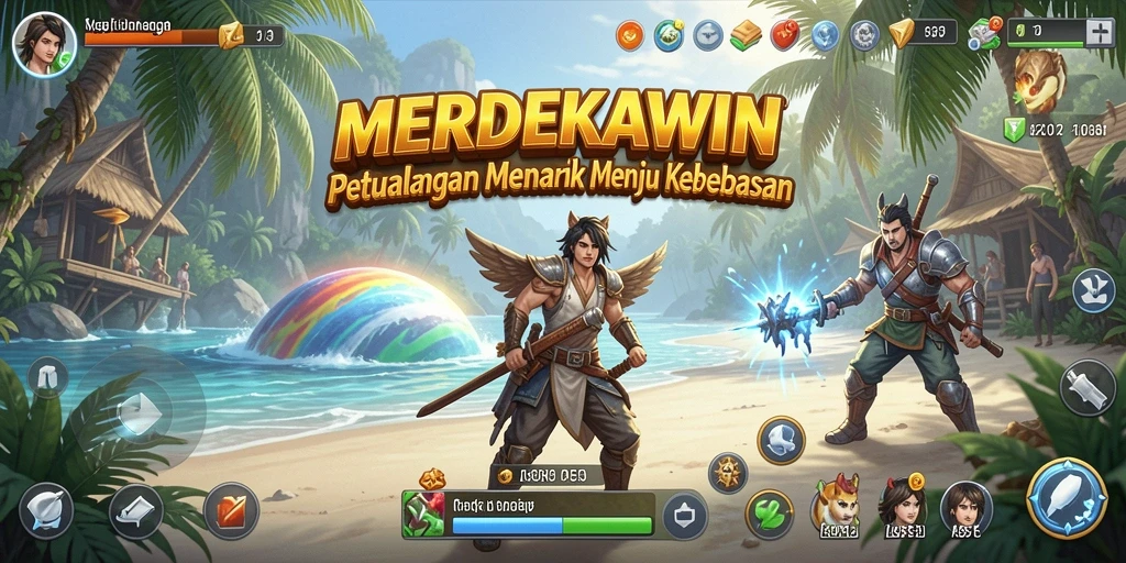 Tampilan gameplay MERDEKAWIN yang penuh aksi dan strategi.