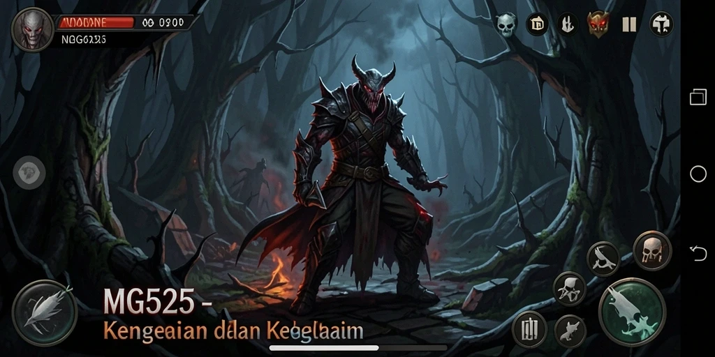 Screenshot gameplay MG525 menampilkan suasana horror yang mencekam.
