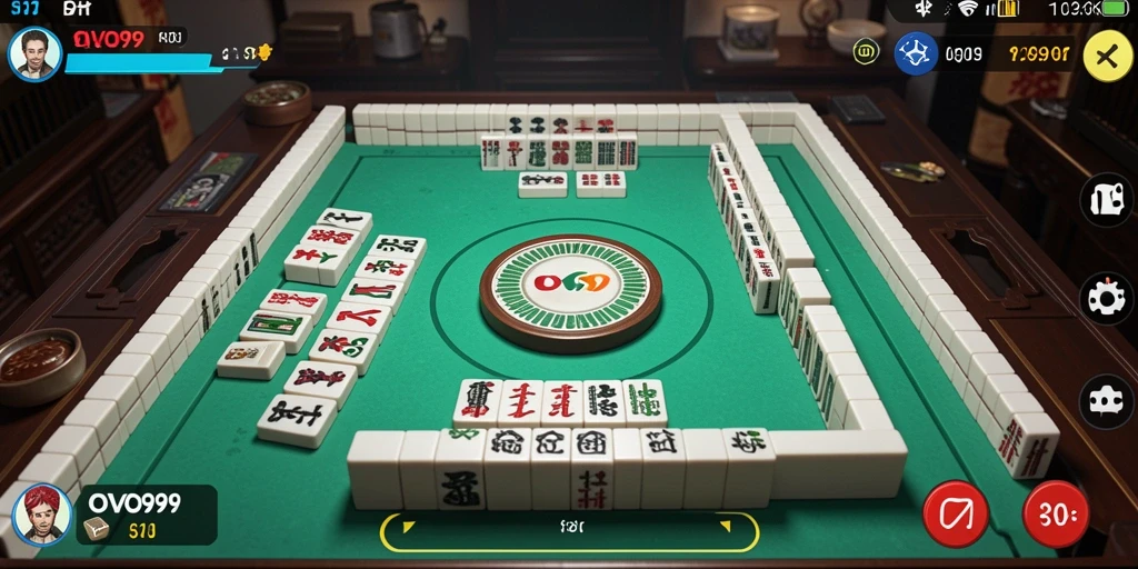 Tampilan gameplay OVO99 dengan suasana permainan Mahjong yang menyenangkan.