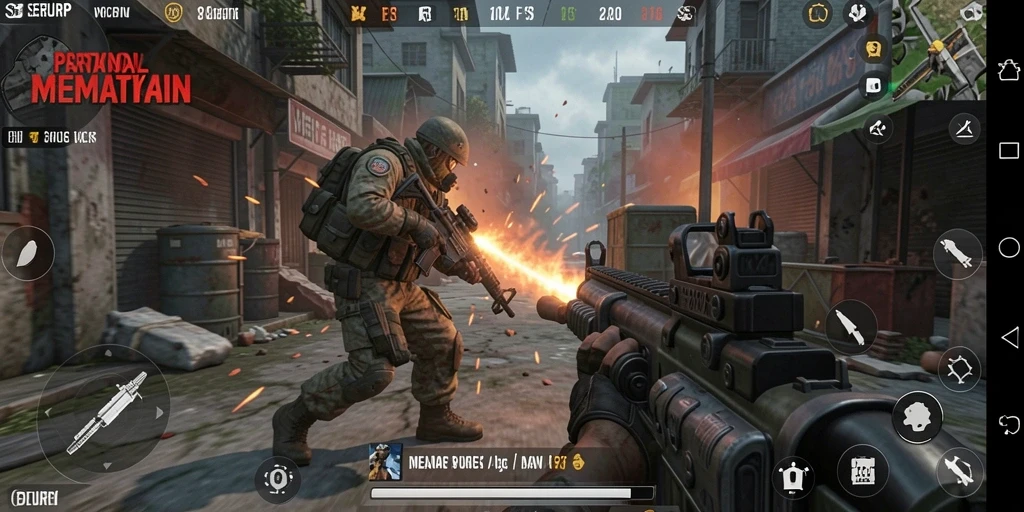 Screenshot SERURP menampilkan pertarungan FPS yang intens dan mendebarkan.