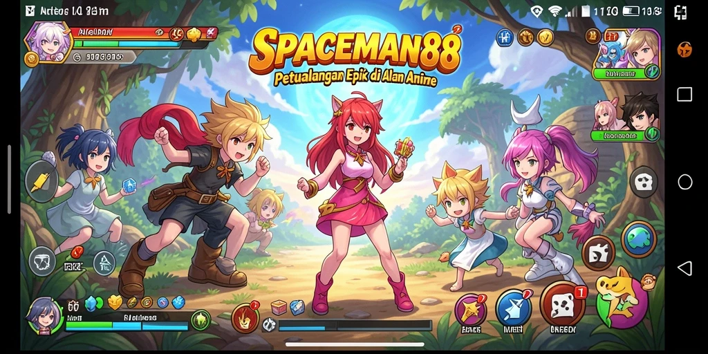 Screenshot SPACEMAN88 menampilkan aksi pertarungan karakter Anime yang seru.