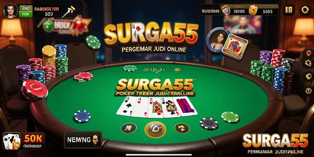 Tampilan gameplay Poker yang seru dan menegangkan di SURGA55.
